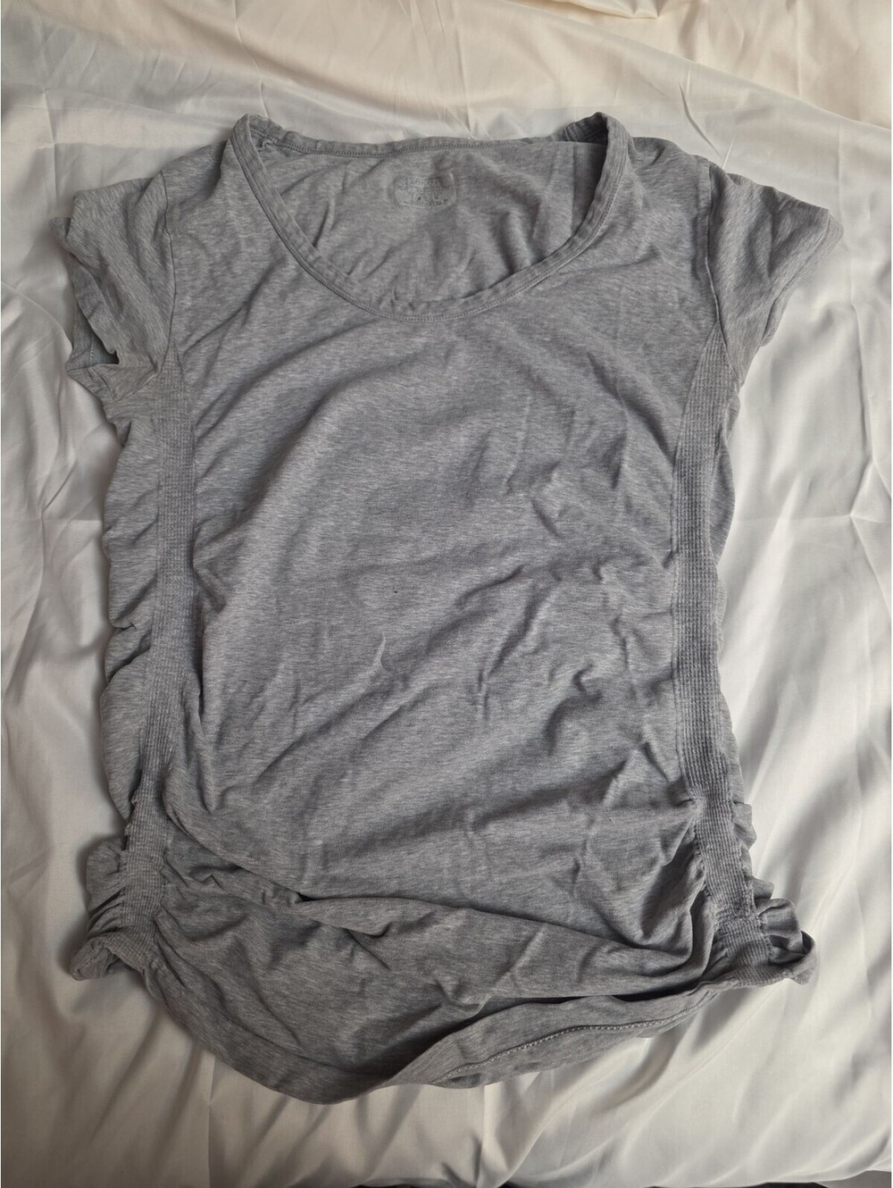 Athleta Gray Ruched Side Short Sleeve Top Size M